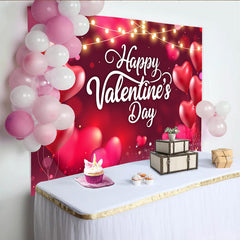 Lofaris Rote Herzballons Lichterketten Valentinstag Hintergrund Romantisches Bokeh Party