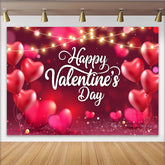 Lofaris Rote Herzballons Lichterketten Valentinstag Hintergrund Romantisches Bokeh Party