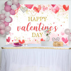 Lofaris Aquarell Rosa Rote Herzen Valentinstag Hintergrund Gold Glitzer Liebe Feier Deko
