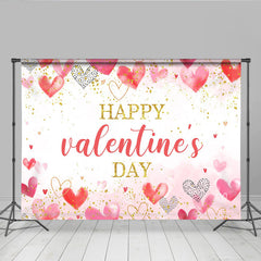 Lofaris Aquarell Rosa Rote Herzen Valentinstag Hintergrund Gold Glitzer Liebe Feier Deko