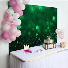 Lofaris Grünes Kleeblatt Bokeh St Patricks Day Hintergrund Glücksklee Glitzer Fotografie