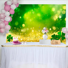 Lofaris Goldene Glitzer Welle Grünes Kleeblatt St Patricks Day Hintergrund Glücksklee Gras
