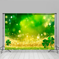 Lofaris Goldene Glitzer Welle Grünes Kleeblatt St Patricks Day Hintergrund Glücksklee Gras