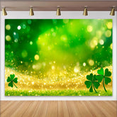 Lofaris Goldene Glitzer Welle Grünes Kleeblatt St Patricks Day Hintergrund Glücksklee Gras