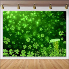 Lofaris St Patricks Day Hintergrund Grüne Glückskleeblätter Bierkrug Irische Party Deko