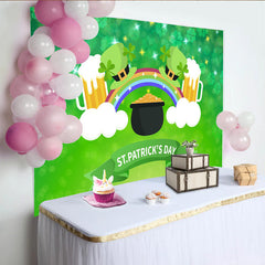 Lofaris St Patricks Day Hintergrund Goldtopf Regenbogen Bierkrüge Irisches Festival Party