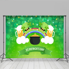 Lofaris St Patricks Day Hintergrund Goldtopf Regenbogen Bierkrüge Irisches Festival Party