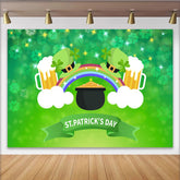 Lofaris St Patricks Day Hintergrund Goldtopf Regenbogen Bierkrüge Irisches Festival Party