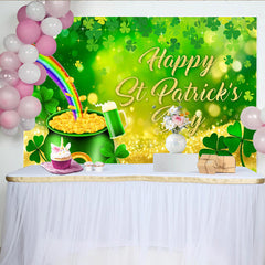 Lofaris St Patricks Day Hintergrund Regenbogen Goldtopf Goldener Text Irischer Feiertag