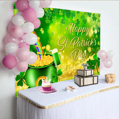 Lofaris St Patricks Day Hintergrund Regenbogen Goldtopf Goldener Text Irischer Feiertag