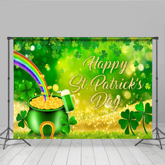 Lofaris St Patricks Day Hintergrund Regenbogen Goldtopf Goldener Text Irischer Feiertag