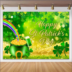 Lofaris St Patricks Day Hintergrund Regenbogen Goldtopf Goldener Text Irischer Feiertag