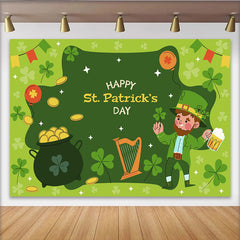 Lofaris St Patricks Day Hintergrund Glückskobold Goldtopf Kleeblätter Party Dekoration