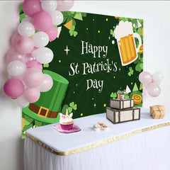 Lofaris Happy St Patricks Day Hintergrund Grüner Zylinder Bierkrug Goldmünzen Klee Deko