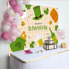 Lofaris St Patricks Day Hintergrund Cartoon Regenbogen Glück Goldtopf Bier Grüner Hut