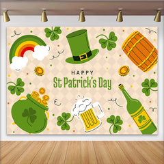 Lofaris St Patricks Day Hintergrund Cartoon Regenbogen Glück Goldtopf Bier Grüner Hut