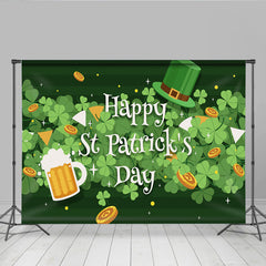 Lofaris Happy St Patricks Day Hintergrund Kleeblätter Bier Glücksmünzen Festlich Deko