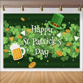 Lofaris Happy St Patricks Day Hintergrund Kleeblätter Bier Glücksmünzen Festlich Deko
