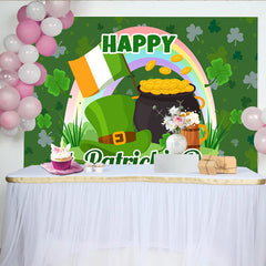 Lofaris St. Patrick Day Goldtopf und Regenbogen Hintergrund Glücksklee Deko
