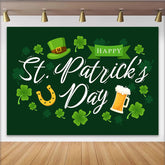 Lofaris St. Patrick Day Hufeisen und Bierkrug Hintergrund Grüner Klee Deko