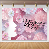 Lofaris Internationaler Frauentag Hintergrund Rosa Blumen Frauenprofil Silhouette