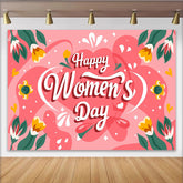 Lofaris Verspielter Pinker Frauentag Hintergrund Abstrakte Formen und Tulpen