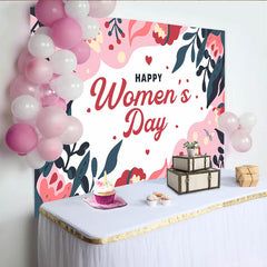 Lofaris Abstrakter Blumen Frauentag Hintergrund Marineblau und Pink Blätter