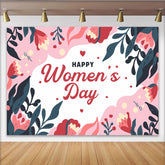 Lofaris Abstrakter Blumen Frauentag Hintergrund Marineblau und Pink Blätter