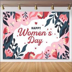 Lofaris Abstrakter Blumen Frauentag Hintergrund Marineblau und Pink Blätter