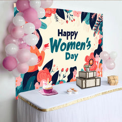 Lofaris Illustrierter Frauentag Hintergrund Lächelnde Frauen Riesige Blumen