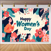 Lofaris Illustrierter Frauentag Hintergrund Lächelnde Frauen Riesige Blumen