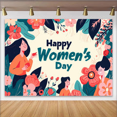 Lofaris Illustrierter Frauentag Hintergrund Lächelnde Frauen Riesige Blumen
