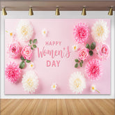 Lofaris Rosen und Chrysanthemen Frauentag Hintergrund Pink Blumen Flat Lay