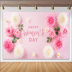 Lofaris Rosen und Chrysanthemen Frauentag Hintergrund Pink Blumen Flat Lay