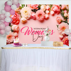 Lofaris Internationaler Frauentag Hintergrund Pink Weißer Blumenrahmen Party