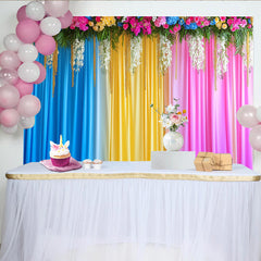 Lofaris Ombre Regenbogen Bühne Hintergrund Bunte Vorhänge Blumen Top Grün