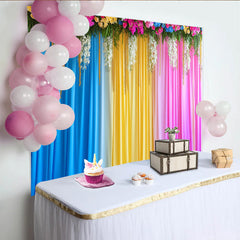 Lofaris Ombre Regenbogen Bühne Hintergrund Bunte Vorhänge Blumen Top Grün