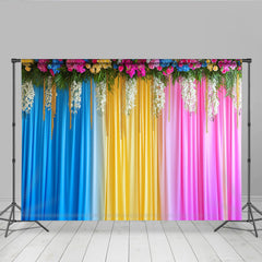 Lofaris Ombre Regenbogen Bühne Hintergrund Bunte Vorhänge Blumen Top Grün