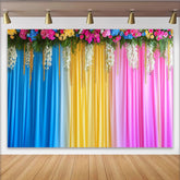 Lofaris Ombre Regenbogen Bühne Hintergrund Bunte Vorhänge Blumen Top Grün