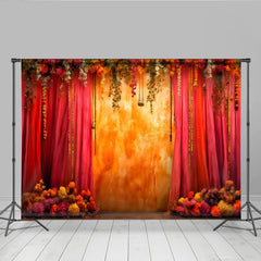 Lofaris Sonnenuntergang Blumen Bühne Hintergrund Orange Wand Gartenranken