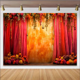 Lofaris Sonnenuntergang Blumen Bühne Hintergrund Orange Wand Gartenranken