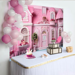Lofaris Rosa Puppenhaus Cake Smash Fotohintergrund Mädchen Geburtstag Party