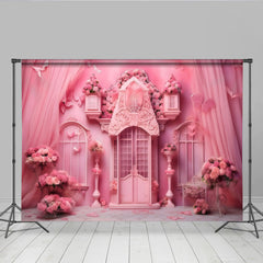 Lofaris Rosa Garten Cake Smash Fotohintergrund Blumenbogen Schmetterling
