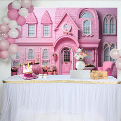 Lofaris Rosa Stadthaus Cake Smash Fotohintergrund Eleganter Blumenkasten