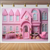 Lofaris Rosa Stadthaus Cake Smash Fotohintergrund Eleganter Blumenkasten