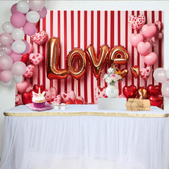 Lofaris Valentinstag LOVE Hintergrund Rot Weiß Gestreifte Herzballons