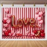 Lofaris Valentinstag LOVE Hintergrund Rot Weiß Gestreifte Herzballons