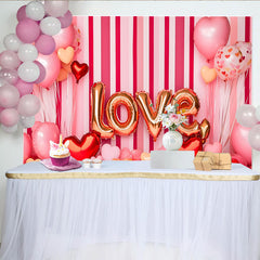 Lofaris Valentinstag LOVE Hintergrund Rosa Gestreifte Herzballons Romantisch