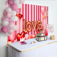 Lofaris Valentinstag LOVE Hintergrund Rosa Gestreifte Herzballons Romantisch