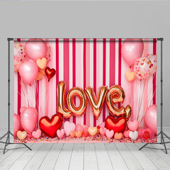 Lofaris Valentinstag LOVE Hintergrund Rosa Gestreifte Herzballons Romantisch